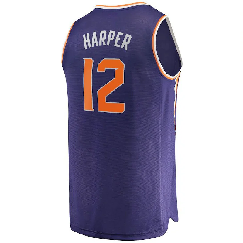 High-Quality Basketball Jerseys for Elite Players-P.Suns #12 Jared Harper Fanatics Branded  Fast Break Player Jersey Icon Edition Purple Stitched American Basketball Jersey