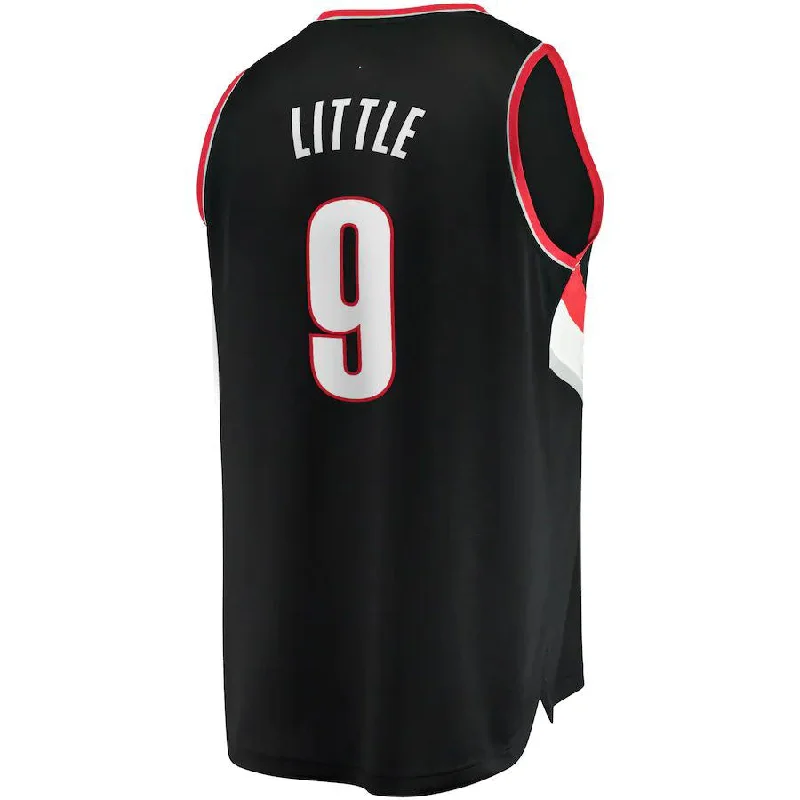 Basketball Jerseys with Custom Team Logos-P.Trail Blazers #9 Nassir Little  Fanatics Branded Fast Break Player Jersey Icon Edition Black Stitched American Basketball Jersey