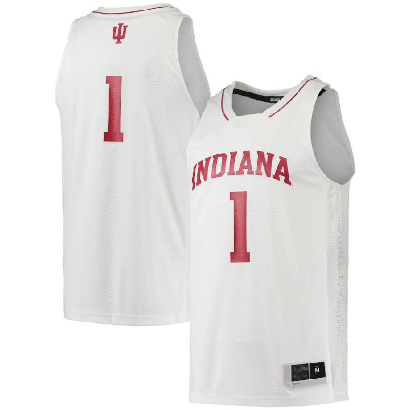 Basketball Jerseys with Lightweight Nylon Fabric for Ultimate Comfort-#1 IN. Hoosiers Swingman Team Basketball Jersey Cream Stitched American College Jerseys