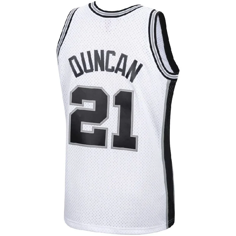 Basketball Jerseys for Kids with Adjustable Fit-S.Antonio Spurs #21 Tim Duncan Mitchell & Ness 1998-99 Hardwood Classics Swingman Jersey White Stitched American Basketball Jersey