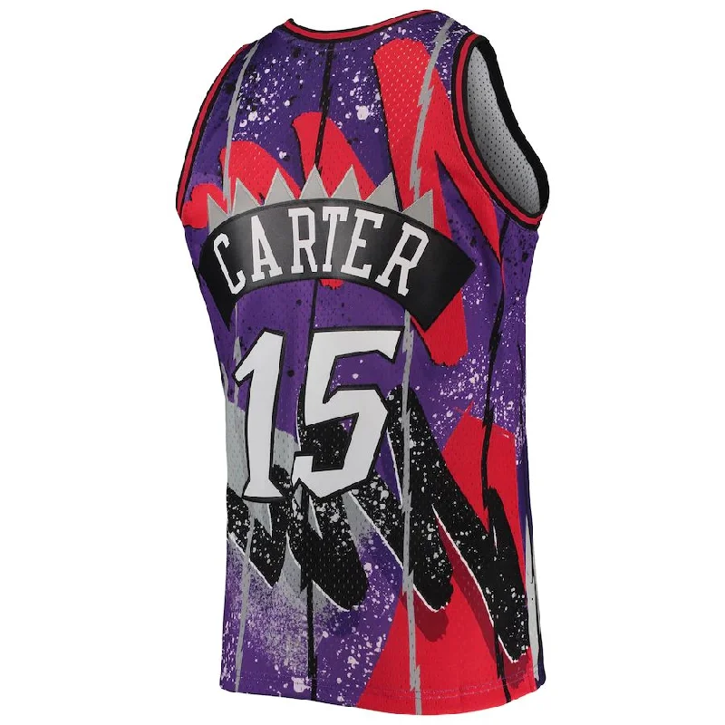 Basketball Jerseys with Zippered Neck for Versatility-T.Raptors #15 Vince Carter Mitchell & Ness Hardwood Classics 1998-99 Hyper Hoops Swingman Jersey Purple Stitched American Basketball Jersey