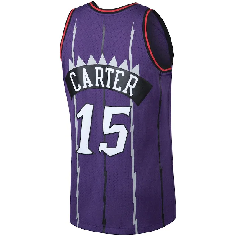 Personalized Basketball Jerseys for Players and Fans-T.Raptors #15 Vince Carter Mitchell & Ness Big & Tall Hardwood Classics Jersey Purple Stitched American Basketball Jersey