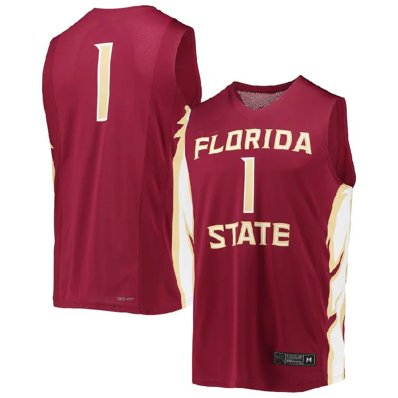 Classic Basketball Jerseys with Traditional Design-#1 F.State Seminoles Team Replica Basketball Jersey Garnet Stitched American College Jerseys