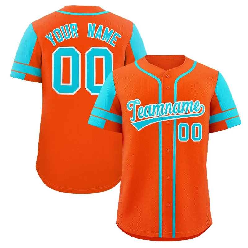 Baseball Jerseys with Full-Length Sleeves for Full Coverage-Custom Orange Aqua Personalized Raglan Sleeves Authentic Baseball Jersey