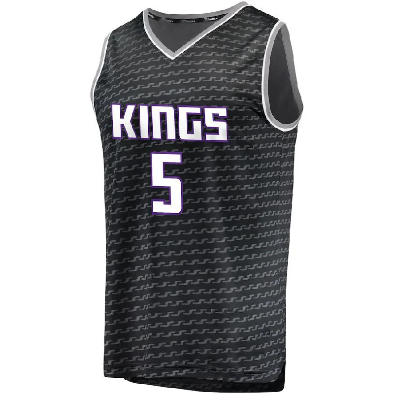 Custom Basketball Jerseys with Team Colors and Branding-S.Kings #5 De'Aaron Fox Fanatics Branded Fast Break Replica Jersey Black Statement Edition Stitched American Basketball Jersey