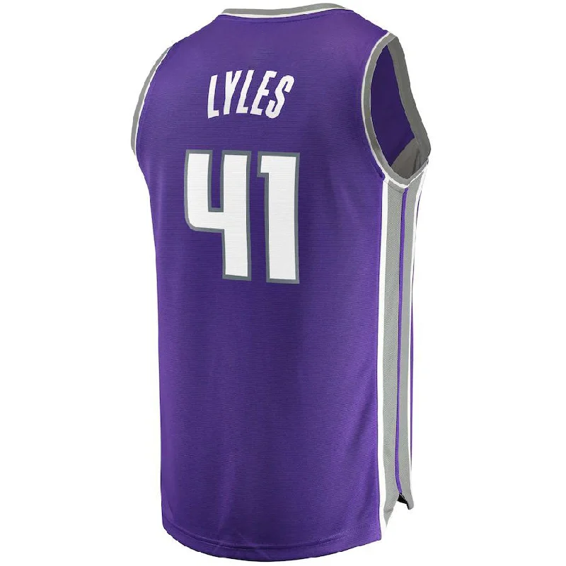 Basketball Jerseys with Tight-Fit Sleeves for Streamlined Look-S.Kings #41 Trey Lyles Fanatics Branded Fast Break Replica Jersey Icon Edition Purple Stitched American Basketball Jersey