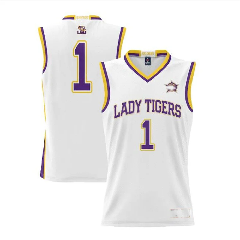 Basketball Jerseys with Anti-Odor Technology for Comfort-#1 L.Tigers ProSphere 2023 Basketball National Champions Basketball Jersey - White Stitched American College Jerseys