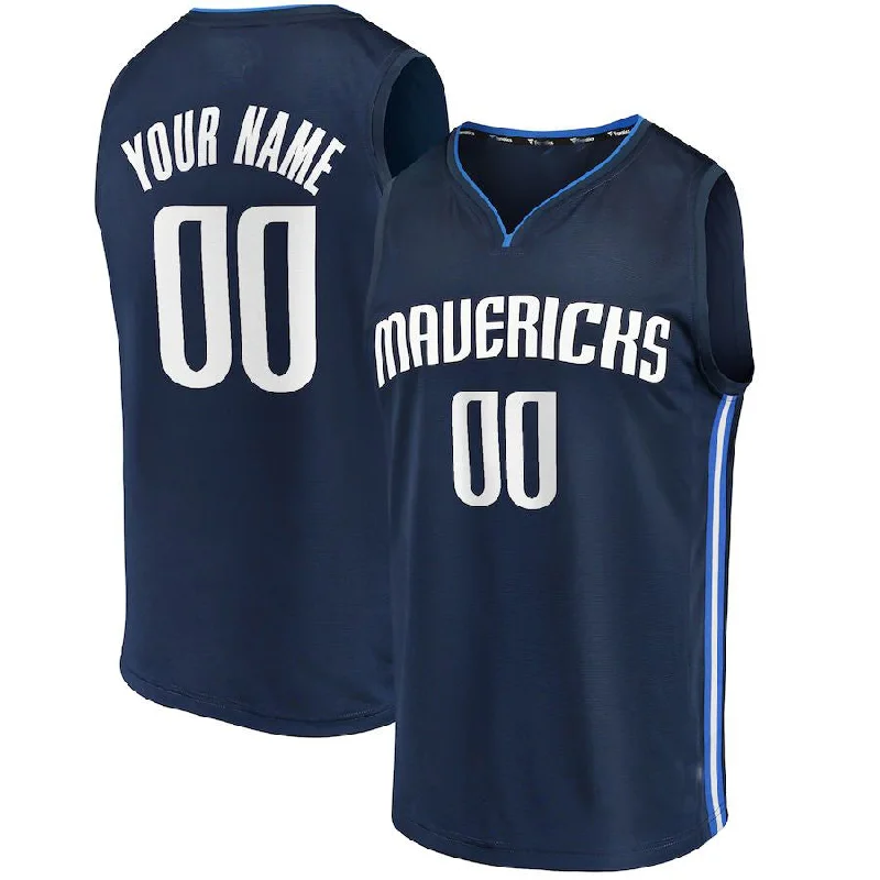 Basketball Jerseys with Padded Shoulders for Extra Protection-Custom D.Mavericks Fanatics Branded Fast Break Replica Jersey Navy Statement Edition American Stitched Basketball Jersey