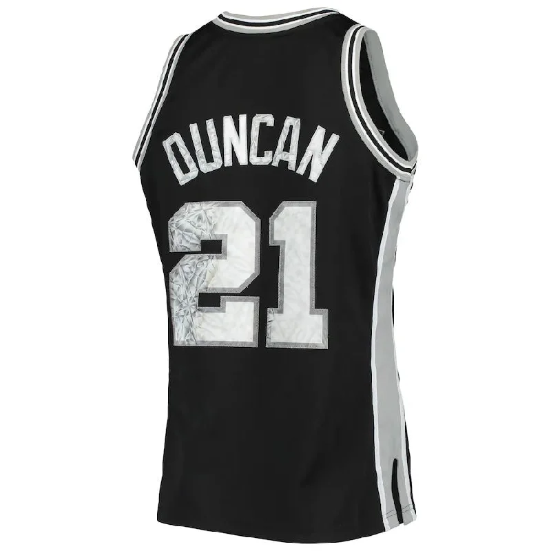 Professional Basketball Jerseys for Competitive Players-S.Antonio Spurs #21 Tim Duncan Mitchell & Ness 1996-97 Hardwood Classics  75th Anniversary Diamond Swingman Jersey  Black Stitched American Basketball Jersey