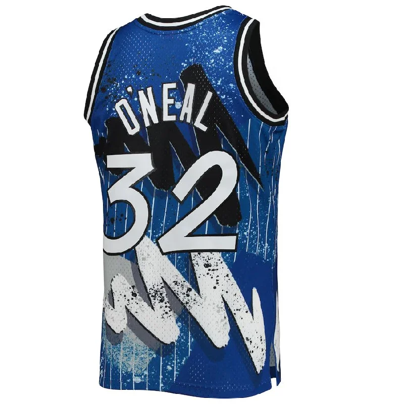 Basketball Jerseys with V-Neck Design for Classic Fit-O.Magic #32 Shaquille O'Neal Mitchell & Ness Hardwood Classics 1994-95 Hyper Hoops Swingman Jersey Blue Stitched American Basketball Jersey