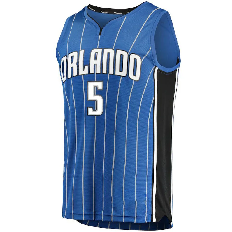 Basketball Jerseys with Zip-Up Design for Easy Wear-O.Magic #5 Mohamed Bamba Fanatics Branded  Fast Break Replica Jersey Blue Icon Edition Stitched American Basketball Jersey