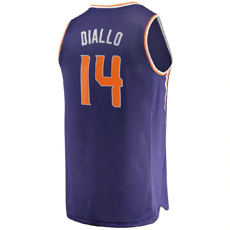 Basketball Jerseys with Sleeveless Design for Warm Weather-P.Suns #14 Cheick Diallo Fanatics Branded  Fast Break Replica Player Jersey Icon Edition Purple Stitched American Basketball Jersey