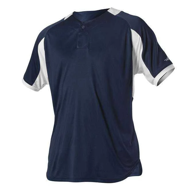 Baseball Jerseys with Full-Length Sleeves for Full Coverage-Alleson Athletic 5081B Adult Baseball Jersey - Navy White