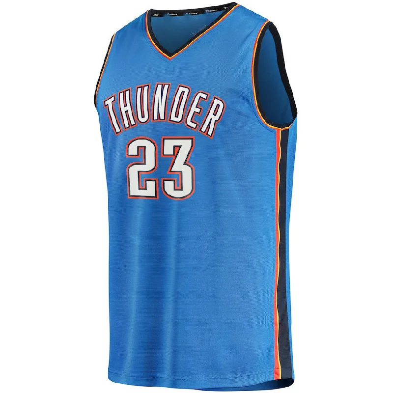 Basketball Jerseys with Multiple Pockets for Storage-OC.Thunder #23 Tre Mann Fanatics Branded  2021-22 Fast Break Replica Jersey Blue Icon Edition Stitched American Basketball Jersey