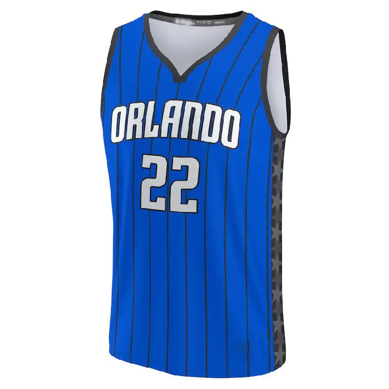 Basketball Jerseys with Sleeveless Design for Warm Weather-O.Magic #22 Franz Wagner Fanatics Branded 2022-23 Fast Break Replica Jersey Statement Edition Blue Stitched American Basketball Jersey