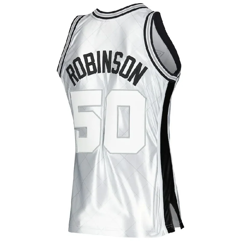 Basketball Jerseys with Stretchable Material for Maximum Comfort-S.Antonio Spurs #50 David Robinson Mitchell & Ness 1998-99 Hardwood Classics 75th Anniversary Swingman Jersey Platinum Stitched American Basketball Jersey