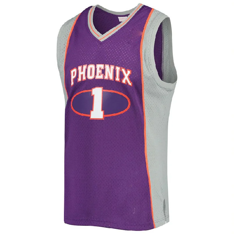 Basketball Jerseys with Sweat-Wicking Technology for Dry Comfort-P.Suns #1 Penny Hardaway Mitchell & Ness 2001-2002 Authentic Hardwood Classics Swingman Jersey  Purple Stitched American Basketball Jersey