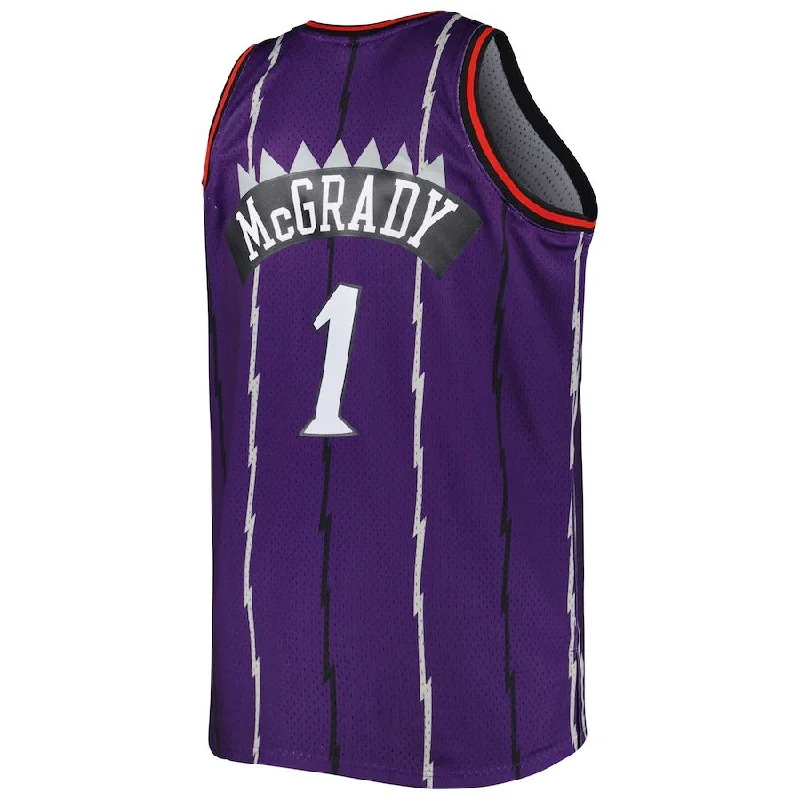 Basketball Jerseys with Color Blocking for Team Identity-T.Raptors #1 Tracy McGrady Mitchell & Ness Big & Tall Hardwood Classics 1998-99 Swingman Jersey Purple Stitched American Basketball Jersey