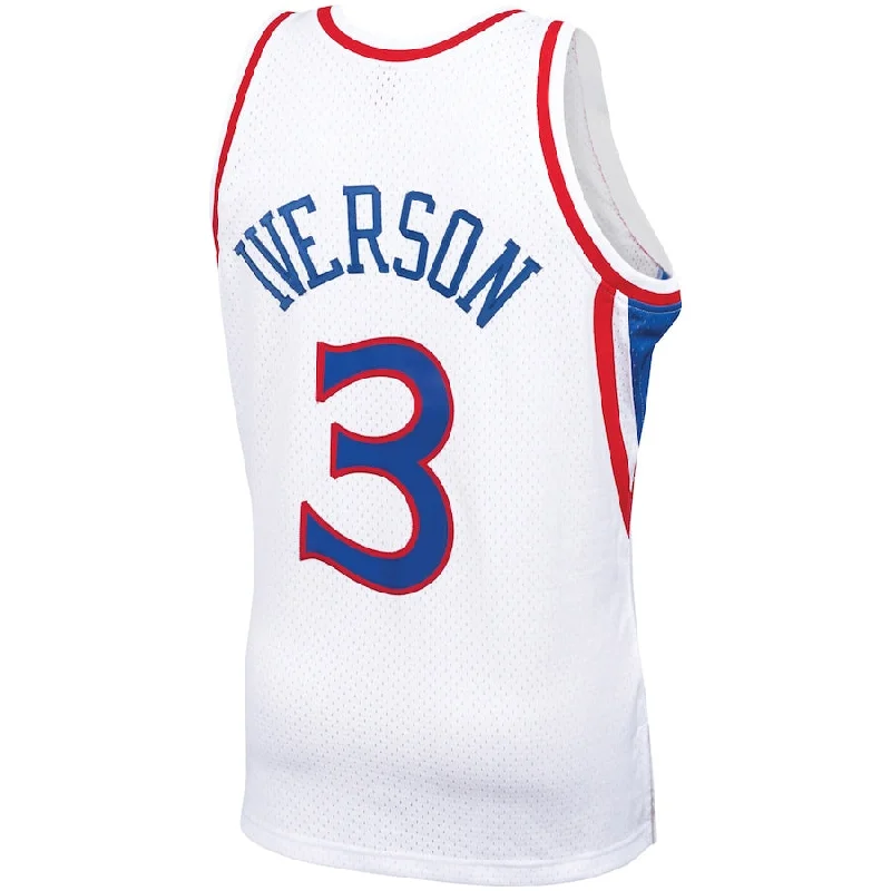 Basketball Jerseys with Tri-Blend Fabric for Soft Feel and Durability-PH.76ers #3 Allen Iverson Mitchell & Ness Big & Tall Hardwood Classics 1996-97 Swingman Jersey White Stitched American Basketball Jersey