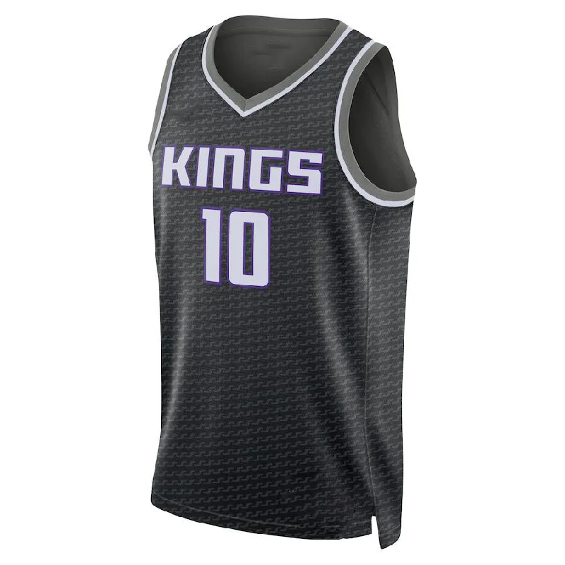 Basketball Jerseys with Vented Mesh Panels for Maximum Airflow-S.Kings #10 Domantas Sabonis Jordan Brand  Statement Edition Swingman Jersey Black Stitched American Basketball Jersey