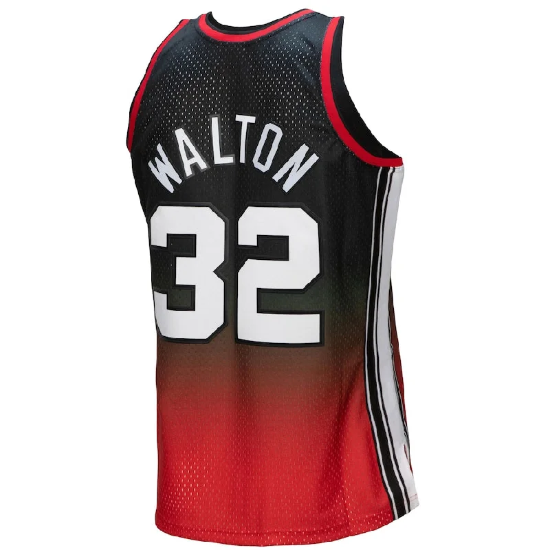 Basketball Jerseys with Anti-Odor Technology for Comfort-P.Trail Blazers #32 Bill Walton Mitchell & Ness 1976-77 Hardwood Classics Fadeaway Swingman Player Jersey Red-Black Stitched American Basketball Jersey