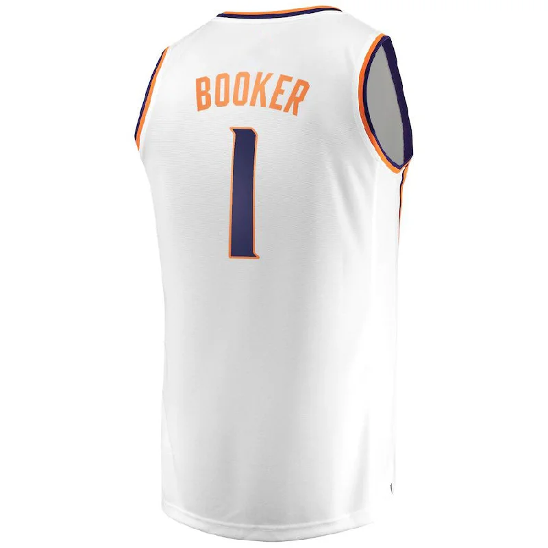 Basketball Jerseys with Custom Team Logos-P.Suns #1 Devin Booker Fanatics Branded Fast Break Replica Jersey White  Association Edition Stitched American Basketball Jersey