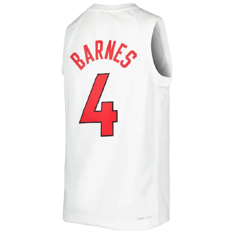 Basketball Jerseys with Padded Shoulders for Extra Protection-T.Raptors #4 Scottie Barnes  Swingman Player Jersey  White Association Edition Stitched American Basketball Jersey