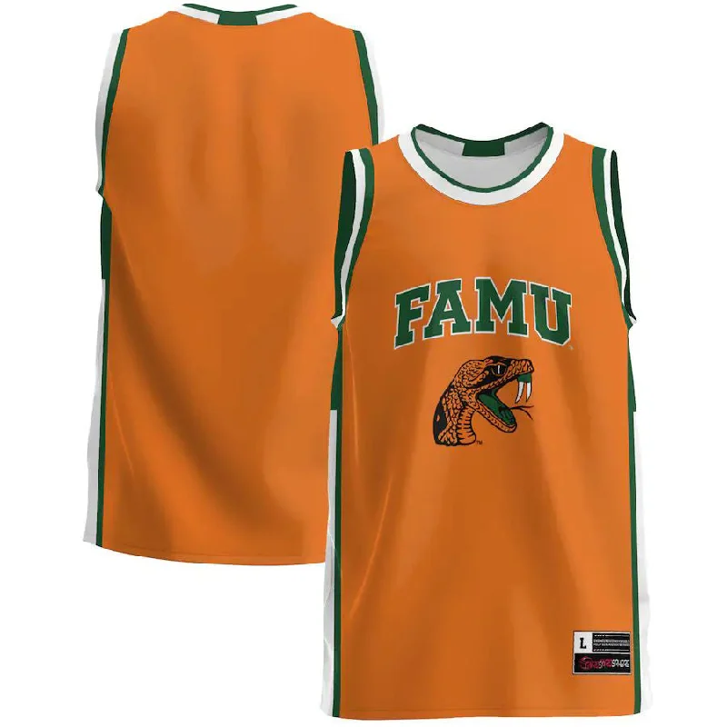 Basketball Jerseys with Non-Iron Fabric for Low Maintenance-F.A&M Rattlers Basketball Jersey Orange Stitched American College Jerseys