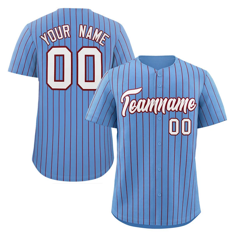 Lightweight Baseball Jerseys for Comfort and Speed-Custom Light Blue White-Crimson Stripe Fashion Authentic Baseball Jersey