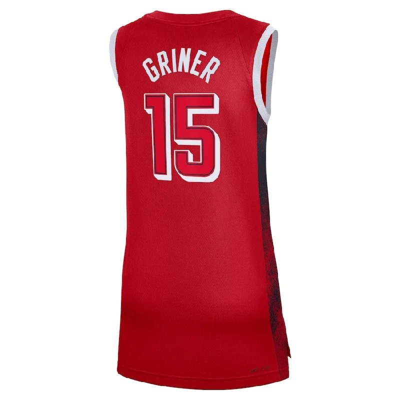 Basketball Jerseys with Mesh Sides for Extra Airflow-USA Basketball #15 Brittney Griner 2024 Swingman Player Jersey - Red American Basketball Jersey