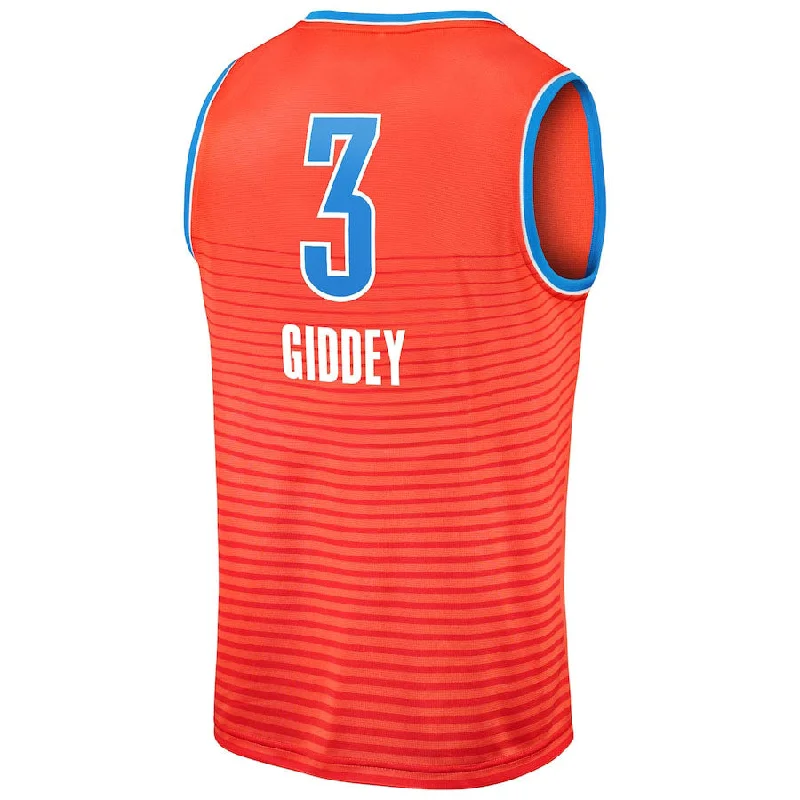 Basketball Jerseys with Padded Neck for Extra Comfort-OC.Thunder #3 Josh Giddey Fanatics Branded  2021-22 Fast Break Replica Player Jersey Orange Statement Edition Stitched American Basketball Jersey