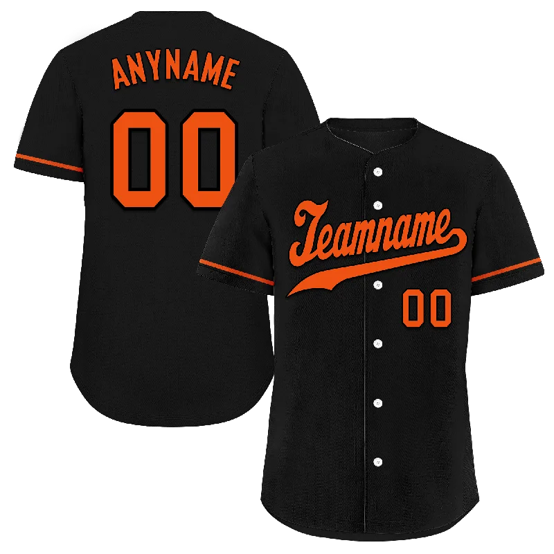 Baseball Jerseys with Mesh Inserts for Extra Ventilation-Custom Black Orange Classic Style Orange Personalized Authentic Baseball Jersey BSBJ01-bd0fa0b