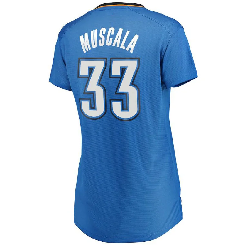 Basketball Jerseys with Zippered Neck for Versatility-OC.Thunder #33 Mike Muscala Fanatics Branded Women's Fast Break Replica Jersey Blue Icon Edition Stitched American Basketball Jersey