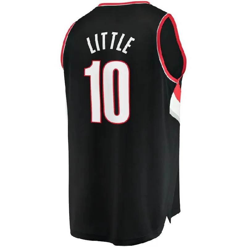 Basketball Jerseys with Classic Pinstripe Design for Vintage Look-P.Trail Blazers #10 Nassir Little Fanatics Branded 2021-22 Fast Break Replica Jersey Icon Edition Black Stitched American Basketball Jersey