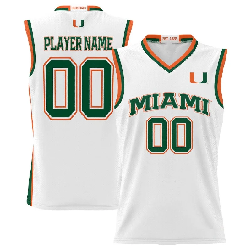 Basketball Jerseys with Sweat-Wicking Technology for Dry Comfort-Custom M.Hurricanes GameDay Greats NIL Pick-A-Player Lightweight Basketball Jersey - White American College Jerseys