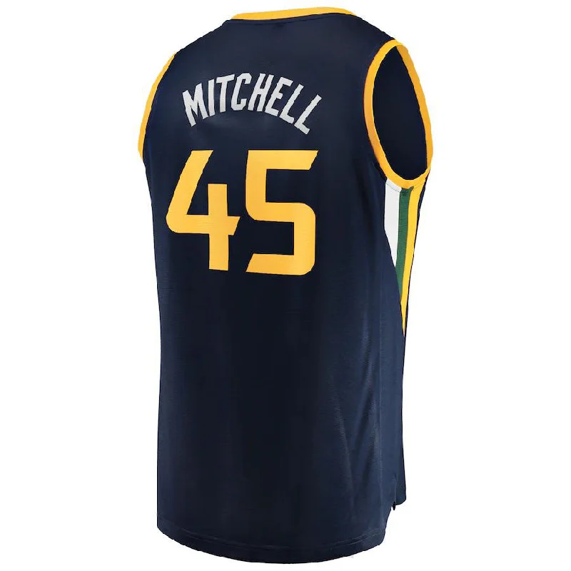 Basketball Jerseys with Lightweight Design for Freedom of Movement-U.Jazz #45 Donovan Mitchell Fanatics Branded Fast Break Player Replica Jersey Icon Edition Navy Stitched American Basketball Jersey