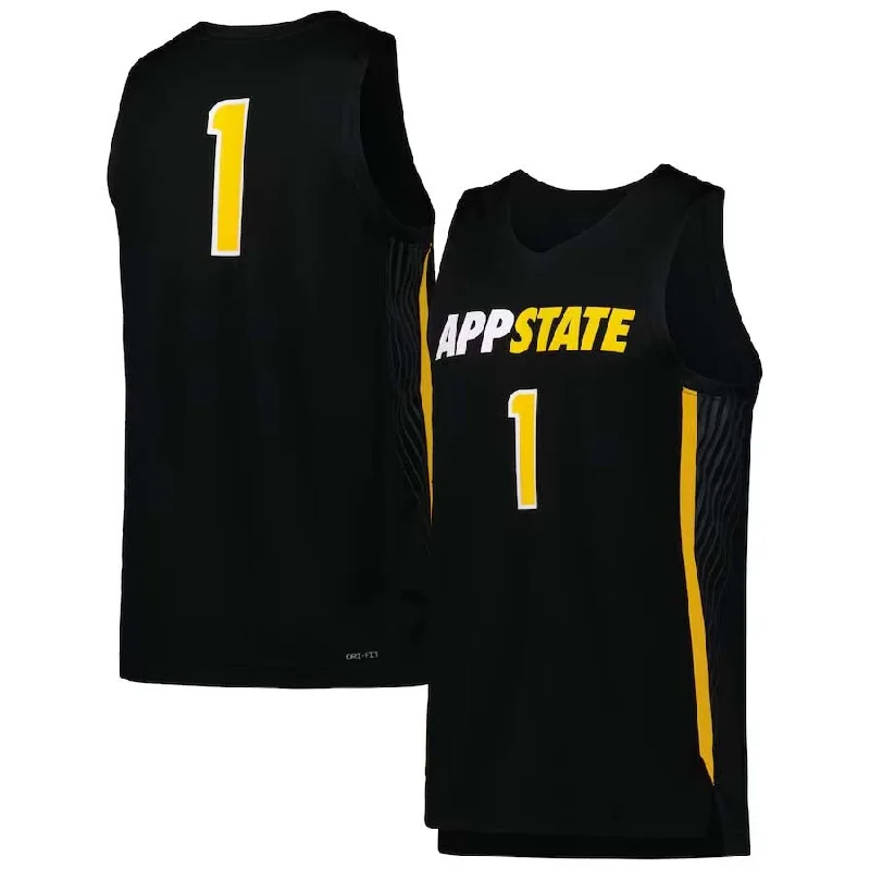 Basketball Jerseys with Stretch Fabric for Flexibility-#1 A.State Mountaineers Replica Basketball Jersey - Black Stitched American College Jerseys