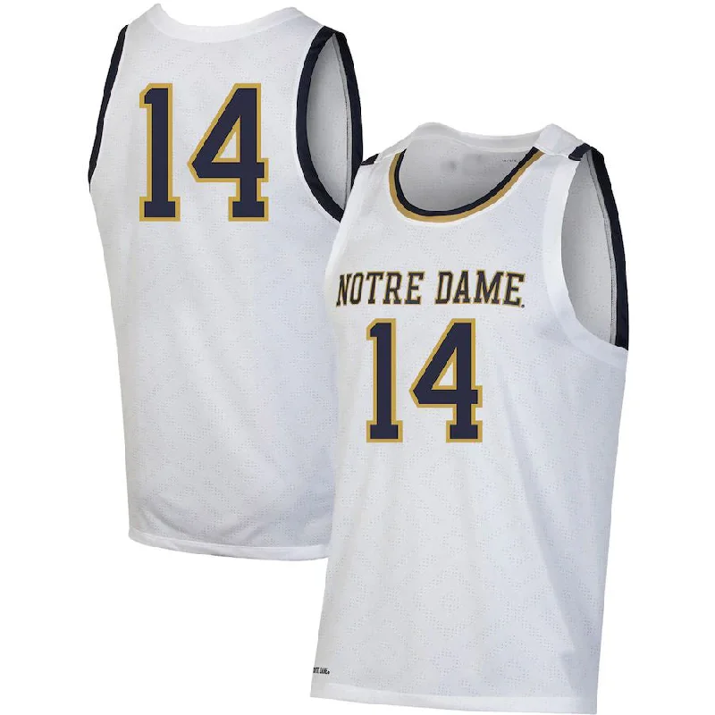 Basketball Jerseys with Tri-Blend Fabric for Soft Feel and Durability-#14 N.Dame Fighting Irish Under Armour Throwback Replica Basketball Jersey White Stitched American College Jerseys