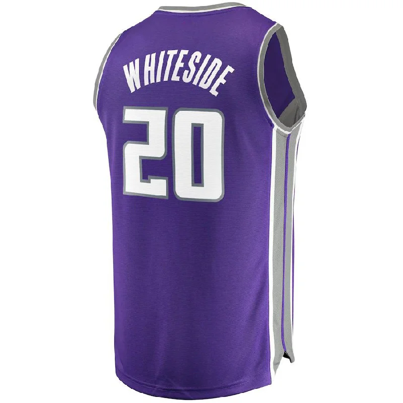 Basketball Jerseys with Customizable Back Designs for Personal Style-S.Kings #20 Hassan Whiteside Fanatics Branded  Fast Break Replica Jersey Purple Icon Edition Stitched American Basketball Jersey