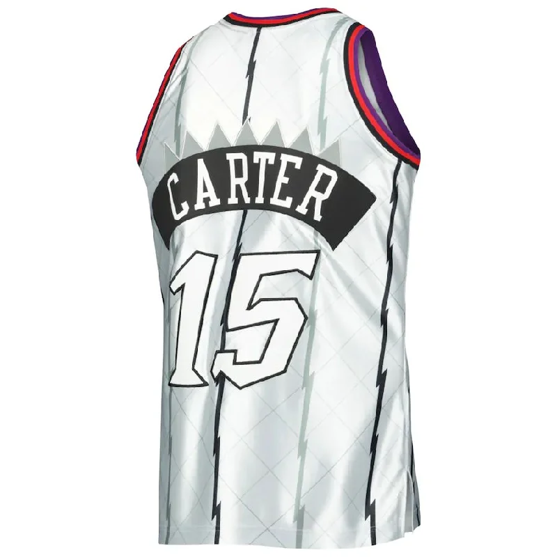 Basketball Jerseys with Vintage Style for Old-School Look-T.Raptors #15 Vince Carter Mitchell & Ness 1998-99 Hardwood Classics 75th Anniversary Swingman Jersey Platinum Stitched American Basketball Jersey