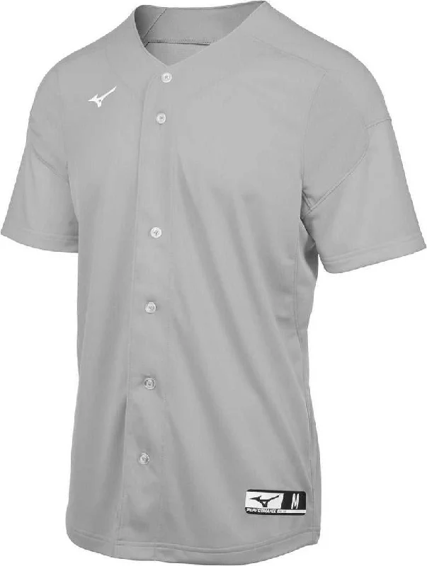 Baseball Jerseys with Mesh Sides for Extra Airflow-Mizuno Youth Aerolite Full Button Baseball Jersey - Gray