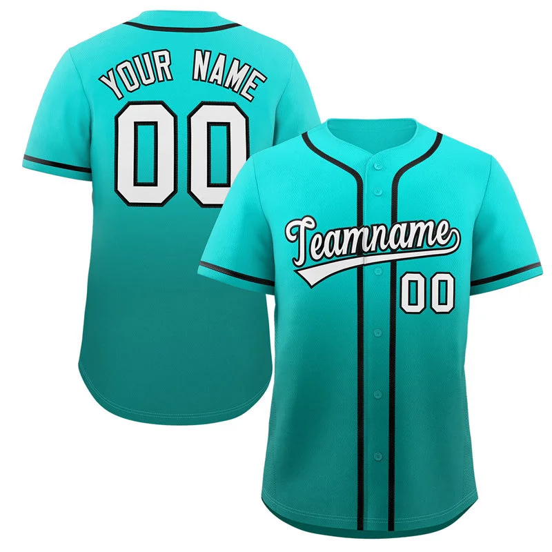 Baseball Jerseys with Custom Team Logos-Custom Light Green Aqua Gradient Fashion Authentic Baseball Jersey