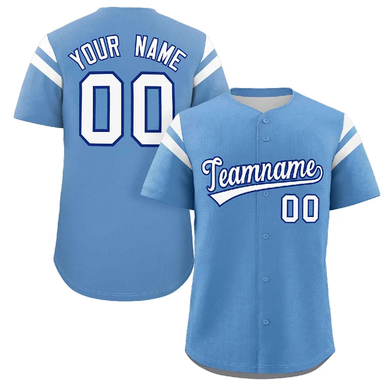 Baseball Jerseys with Lightweight Mesh Fabric for Breathability-Custom Light Blue White Classic Style Personalized Full Button Authentic Baseball Jersey