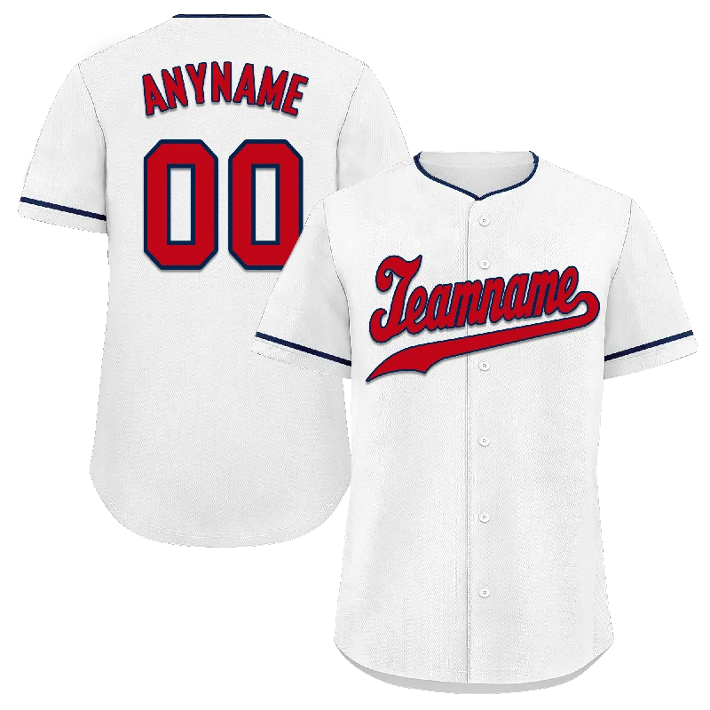 Baseball Jerseys with V-Neck Design for Classic Fit-Custom White Classic Style Red Personalized Authentic Baseball Jersey BSBJ01-bd0faaf