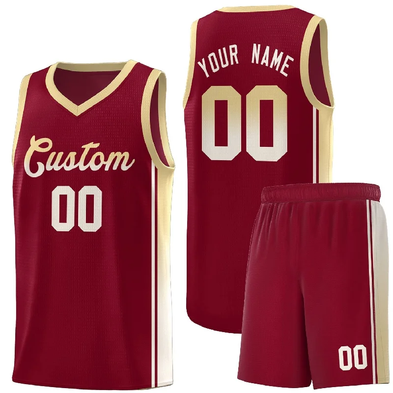 Basketball Jerseys with Reinforced Stitching for Durability-Custom Crimson Khaki Gradient Fashion Sports Uniform Basketball Jersey