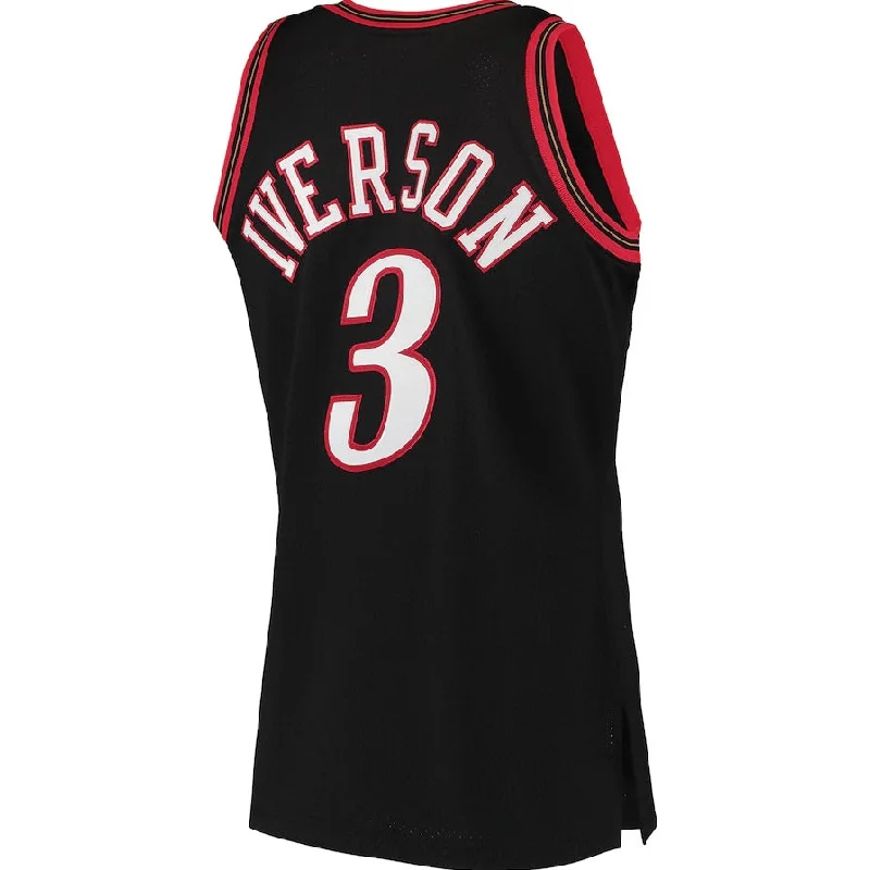 Basketball Jerseys with Double-Stitched Seams for Durability-PH.76ers #3 Allen Iverson Mitchell & Ness 1997-98 Hardwood Classics Authentic Jersey - Black Stitched American Basketball Jersey