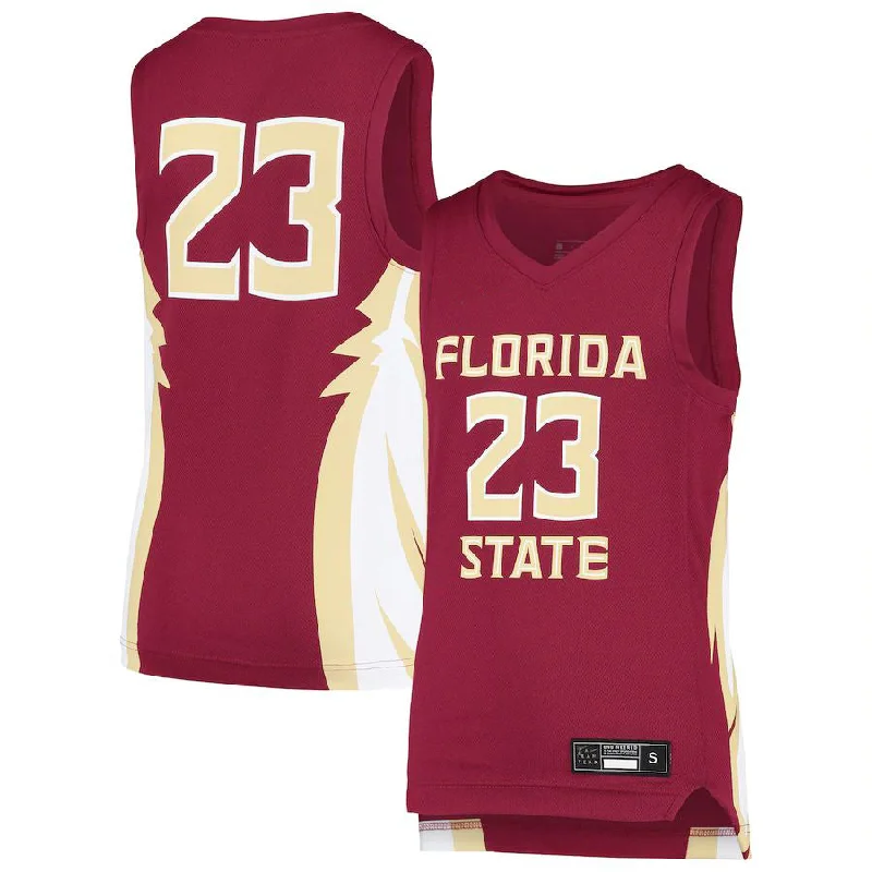 Basketball Jerseys with Reflective Details for Visibility-#23 F.State Seminoles Team Replica Basketball Jersey Garnet Stitched American College Jerseys