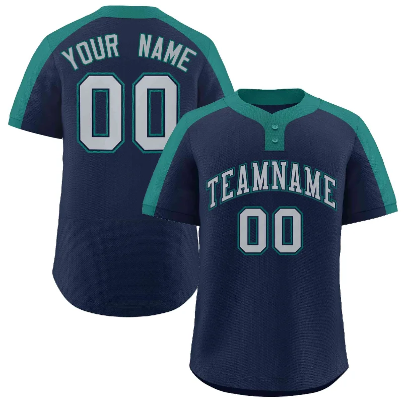 Baseball Jerseys with Custom Team Logos-Custom Navy Gray-Navy Classic Style Authentic Two-Button Baseball Jersey