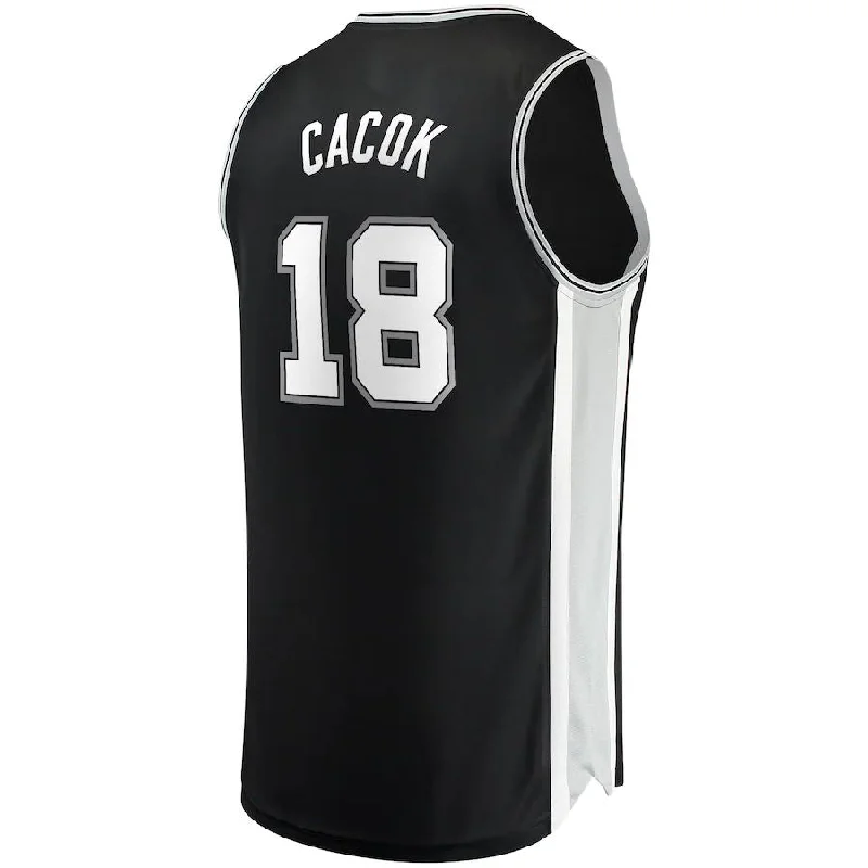 Basketball Jerseys with Vintage Style for Old-School Look-S.Antonio Spurs #18 Devontae Cacok Fanatics Branded  2021-22 Fast Break Replica Jersey  Icon Edition Black Stitched American Basketball Jersey