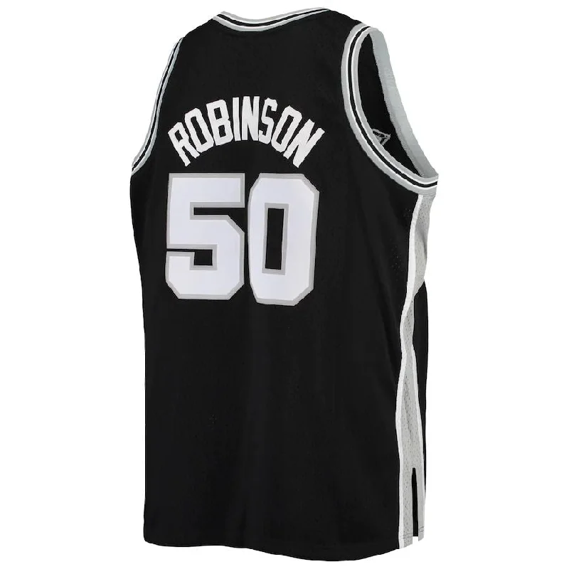 Basketball Jerseys with Tri-Blend Fabric for Soft Feel and Durability-S.Antonio Spurs #50 David Robinson Mitchell & Ness Big & Tall Hardwood Classics Jersey Black Stitched American Basketball Jersey